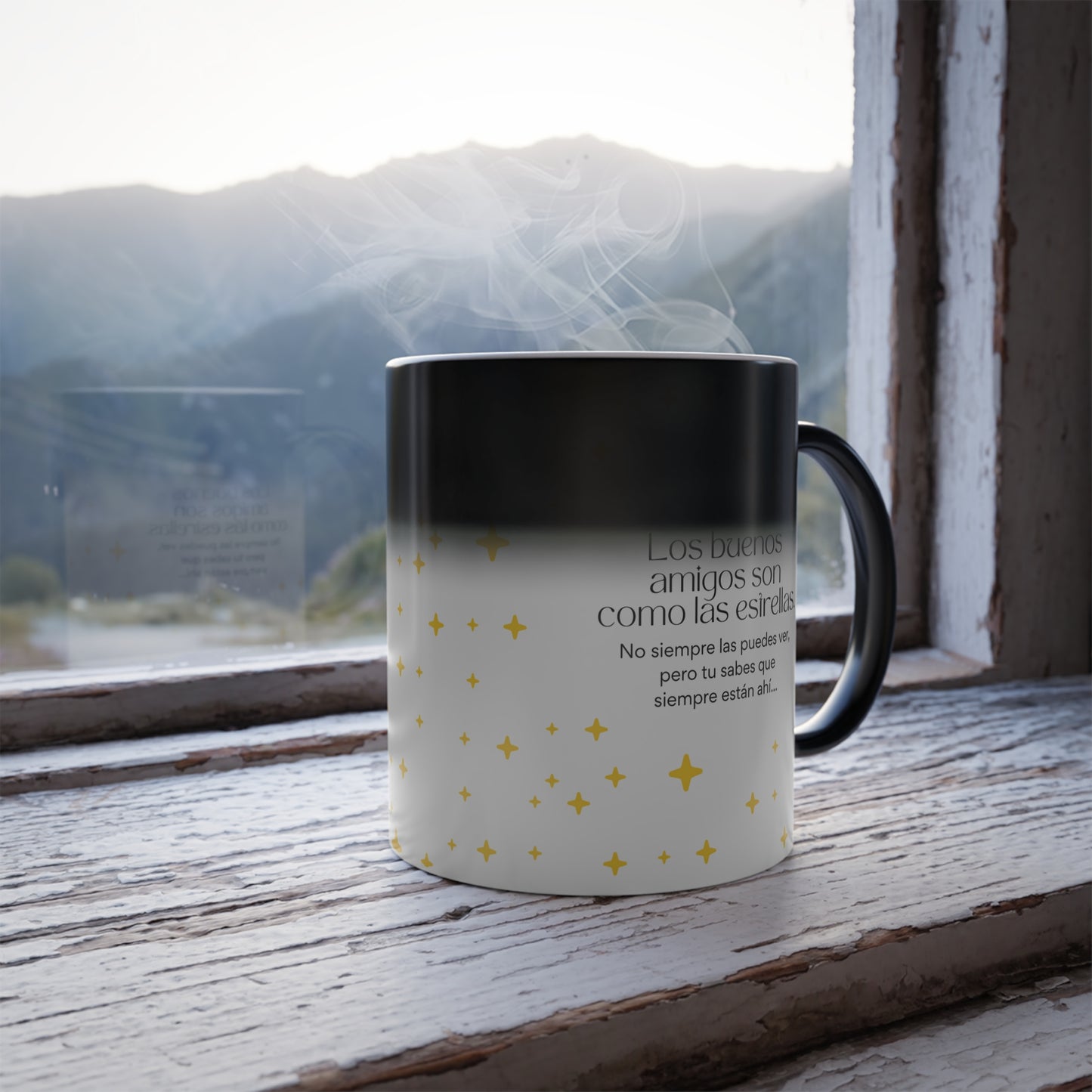 Taza Mágica, 11oz - Los buenos amigos son como las estrellas...